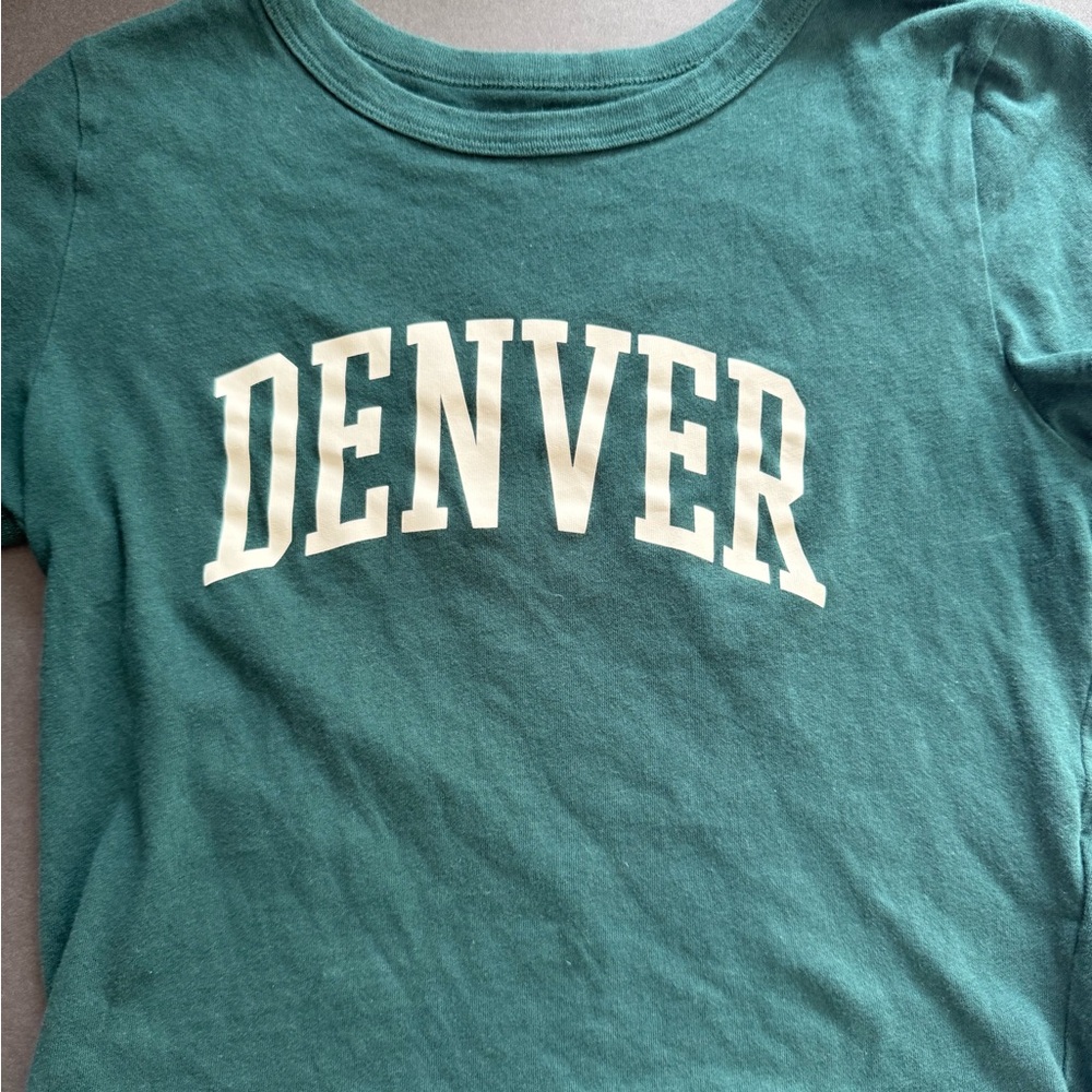 Hollister Green Tee with Denver Graphic